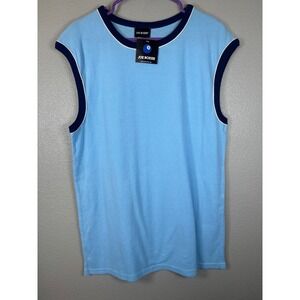 Joe Boxer Mens Tank Top L Blue Navy White Trim Sleeveless Casual Shirt NWT Y2K
